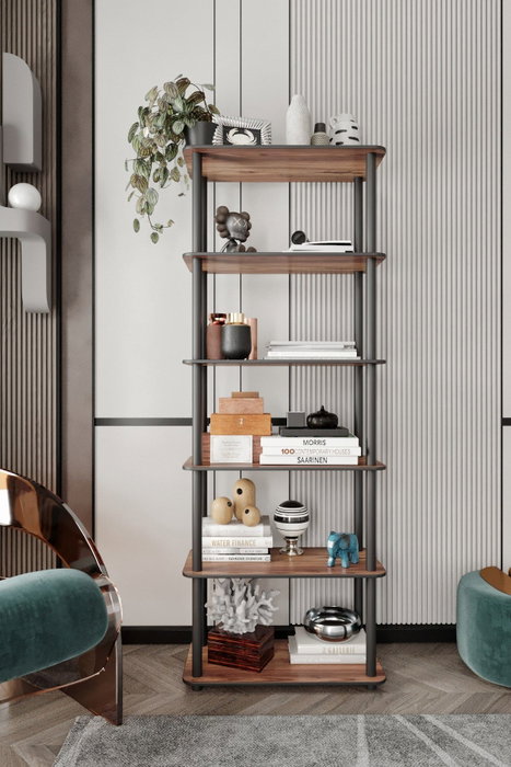 Hanah Home Bookcase 6 Rect - Walnut